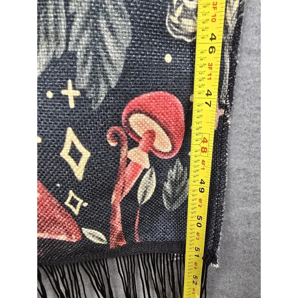 Celestial Mushroom Moth Wall Hanging Tapestry Moon Stars Cottagecore Fringe 51in
